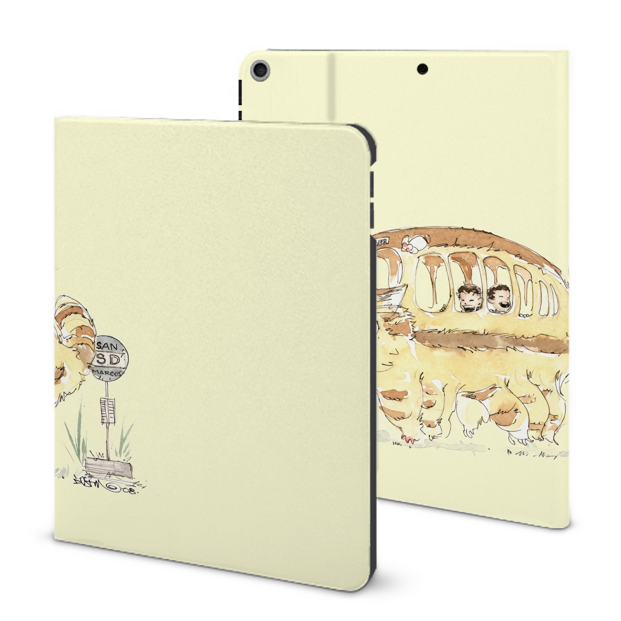 （画像用） となりのトトロ 草壁メイ 草壁サツキ My Neighbor Totoro Satsuki Kusakabe Mei Kusakabe IPad ケース ブック型 PUレザー TPU 耐衝撃 軽量 薄型 ペン収納なし 全面保護 IPad 各モデル対応